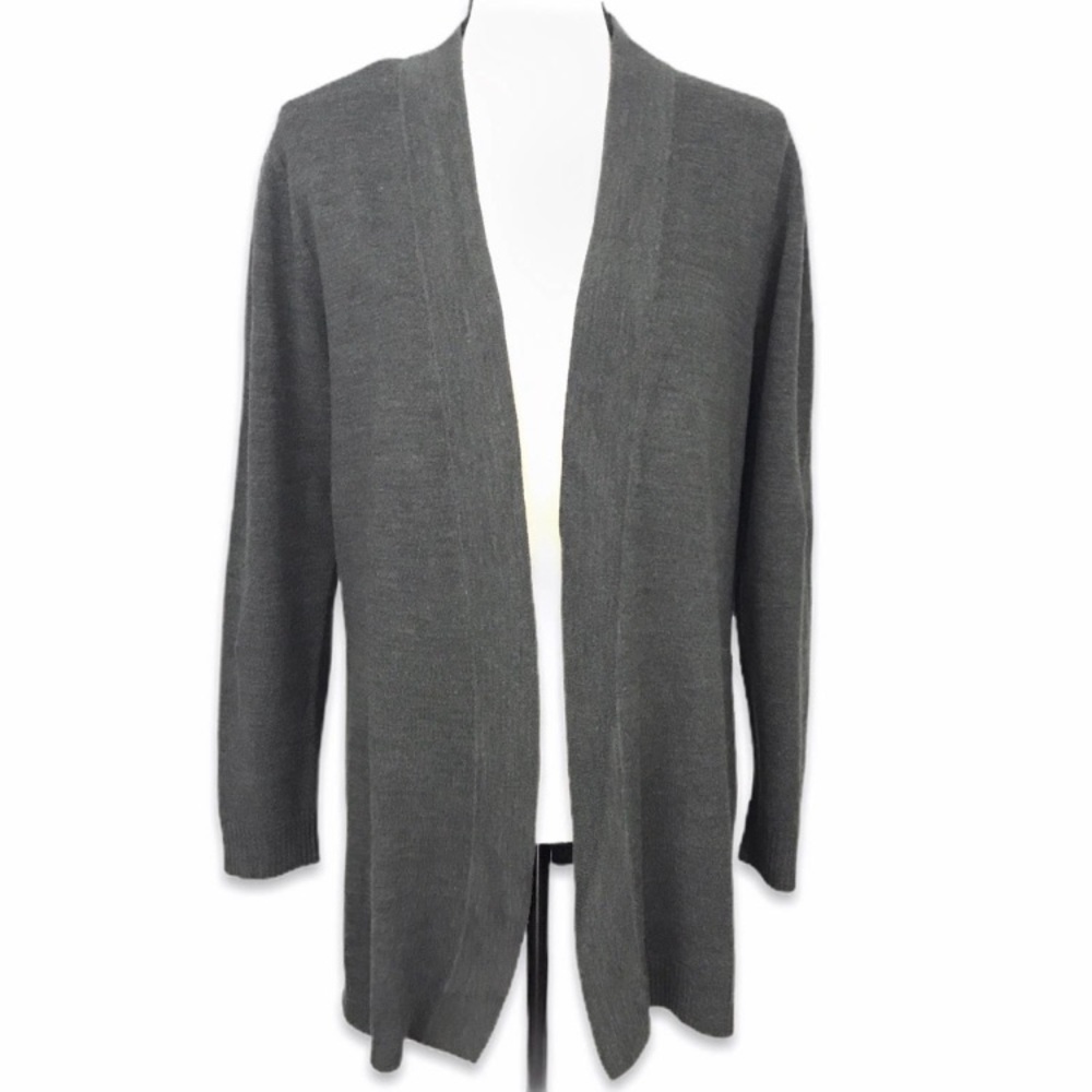 JM Collection gray open front long sleeve cardigan